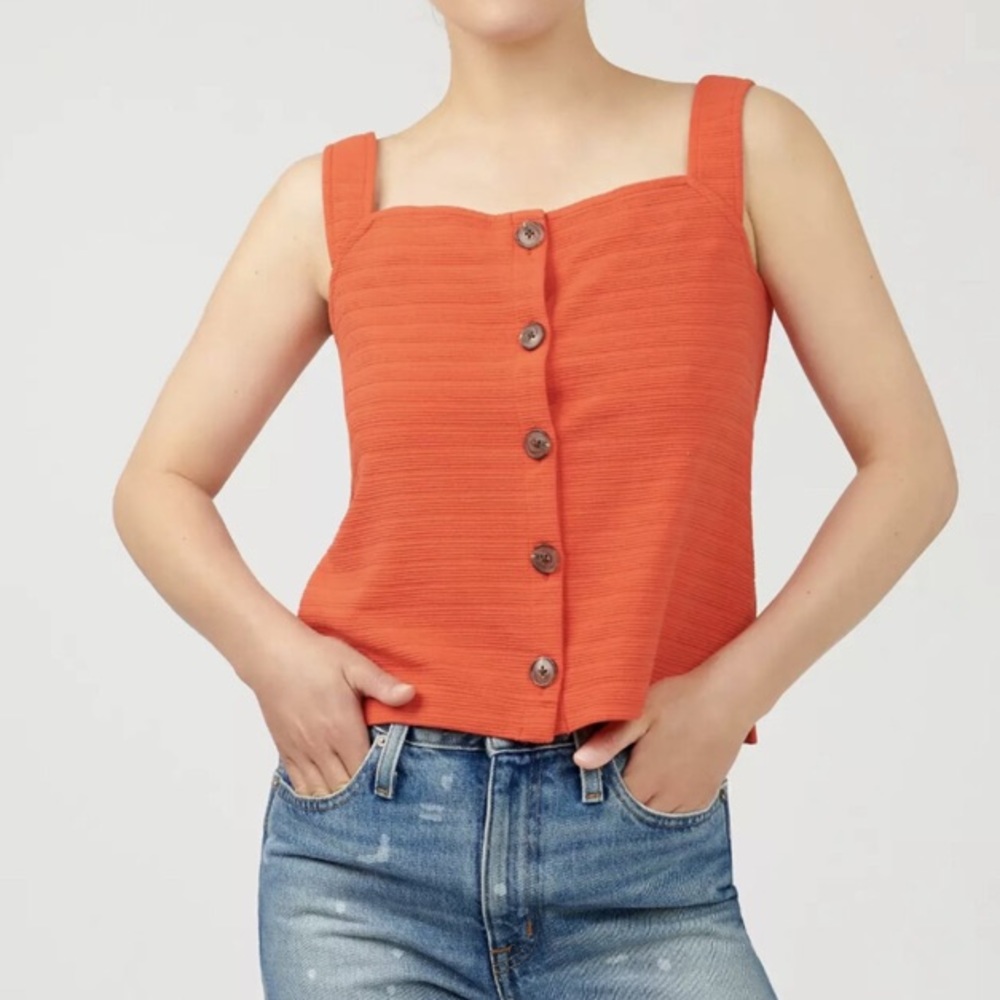 NWT 16/18/XL j crew textured button front tank XL burnt orange Fall